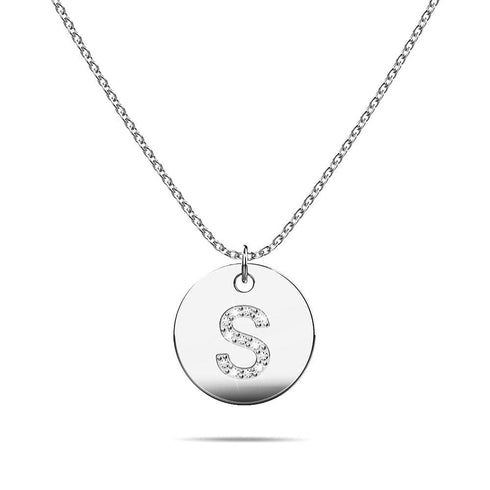 Initials Fabulous Alphabet Letter Necklace White Gold Layered Steel Jewellery